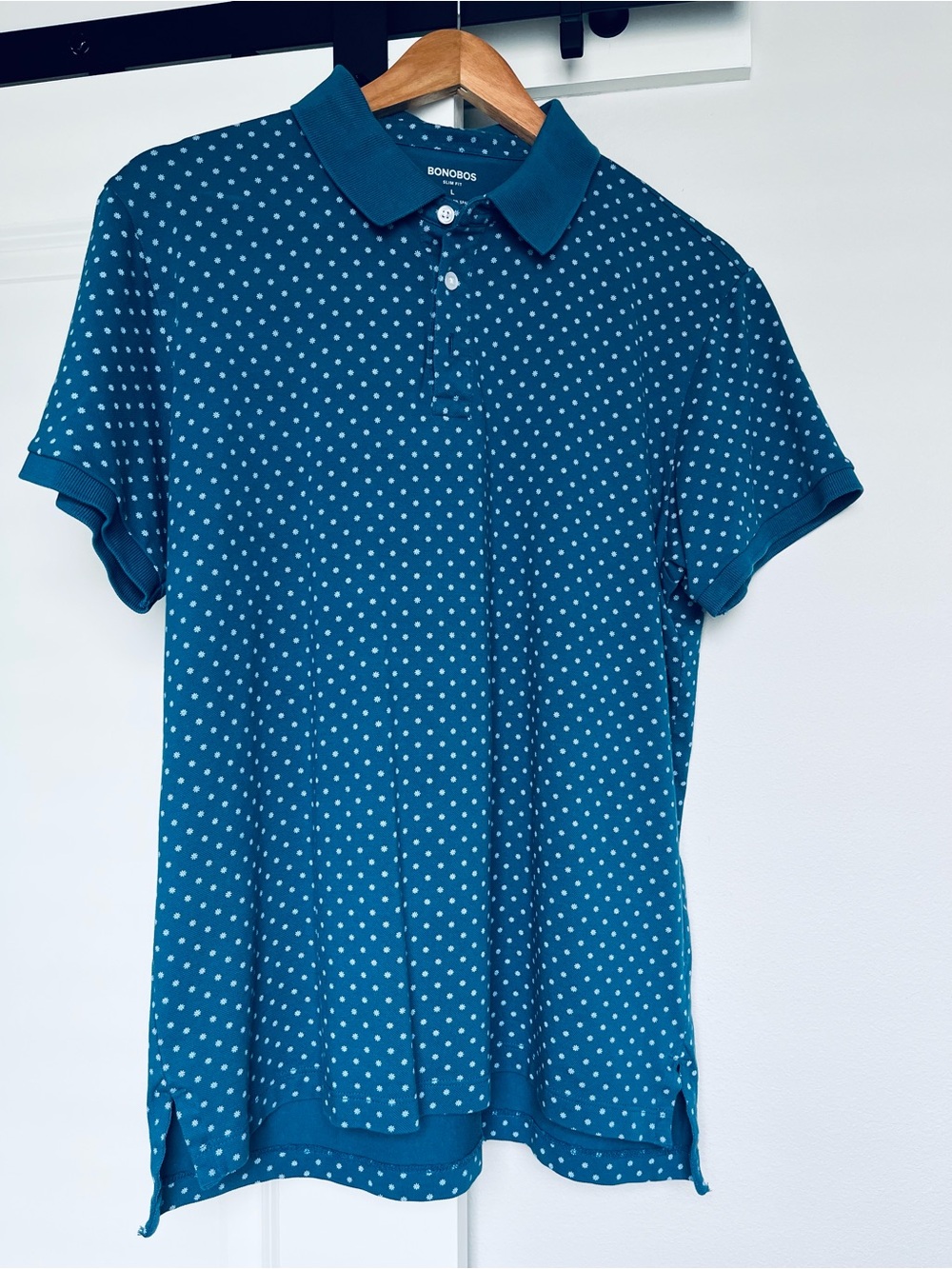BONOBOS Men’s Cotton Polo, Slate Blue, Large, Slim Fit (read description).